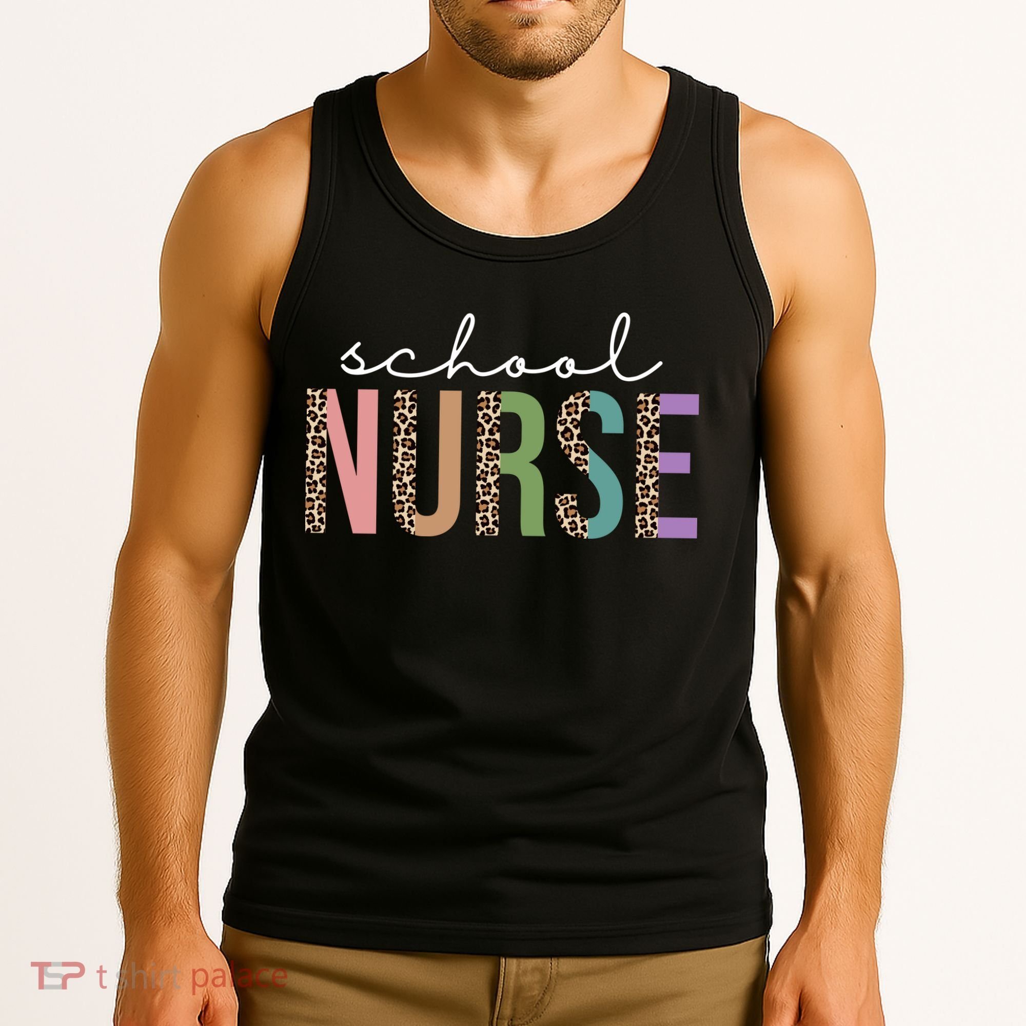 School Nurse Fancy Leopard Logo Tank Top