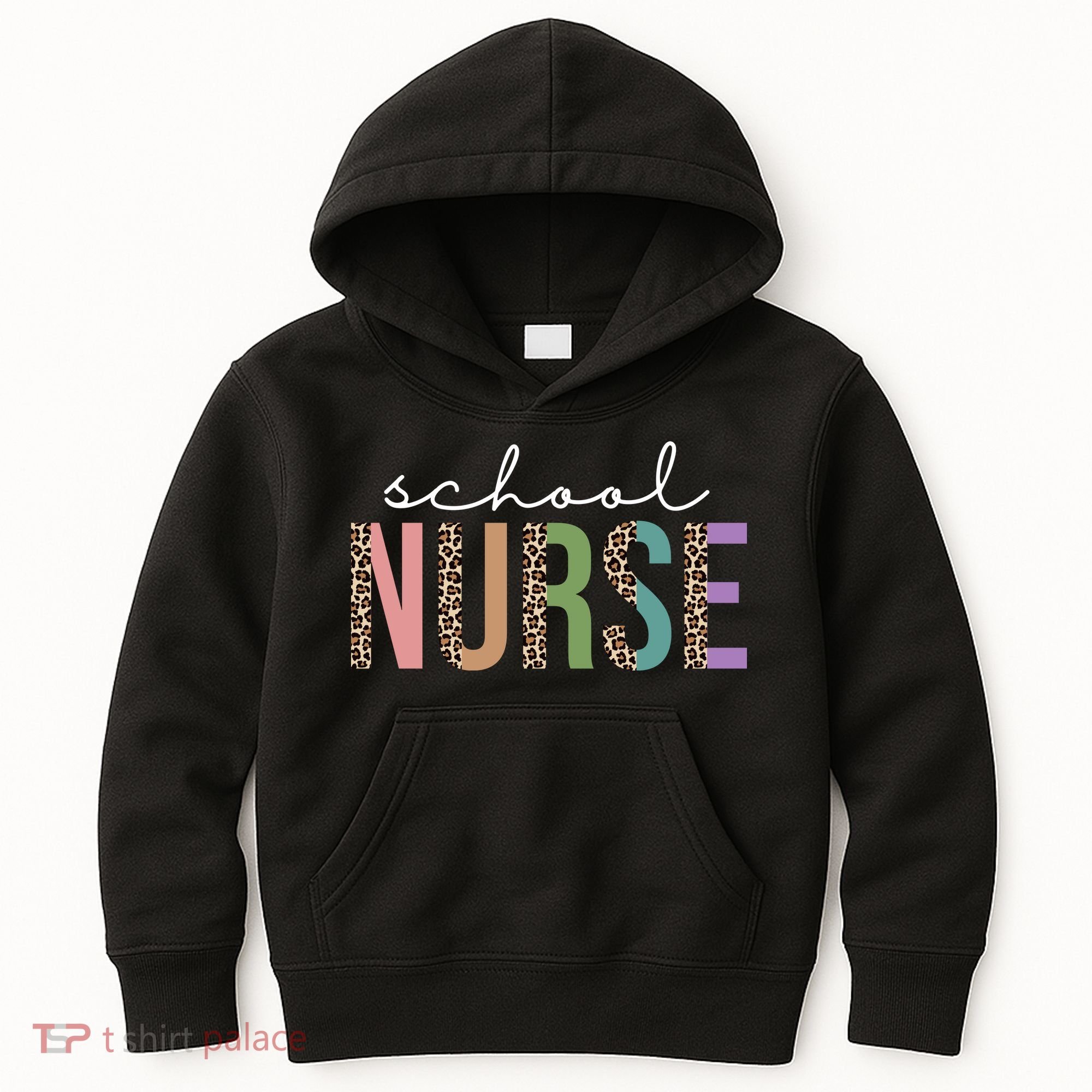 School Nurse Fancy Leopard Logo Kids Hoodie