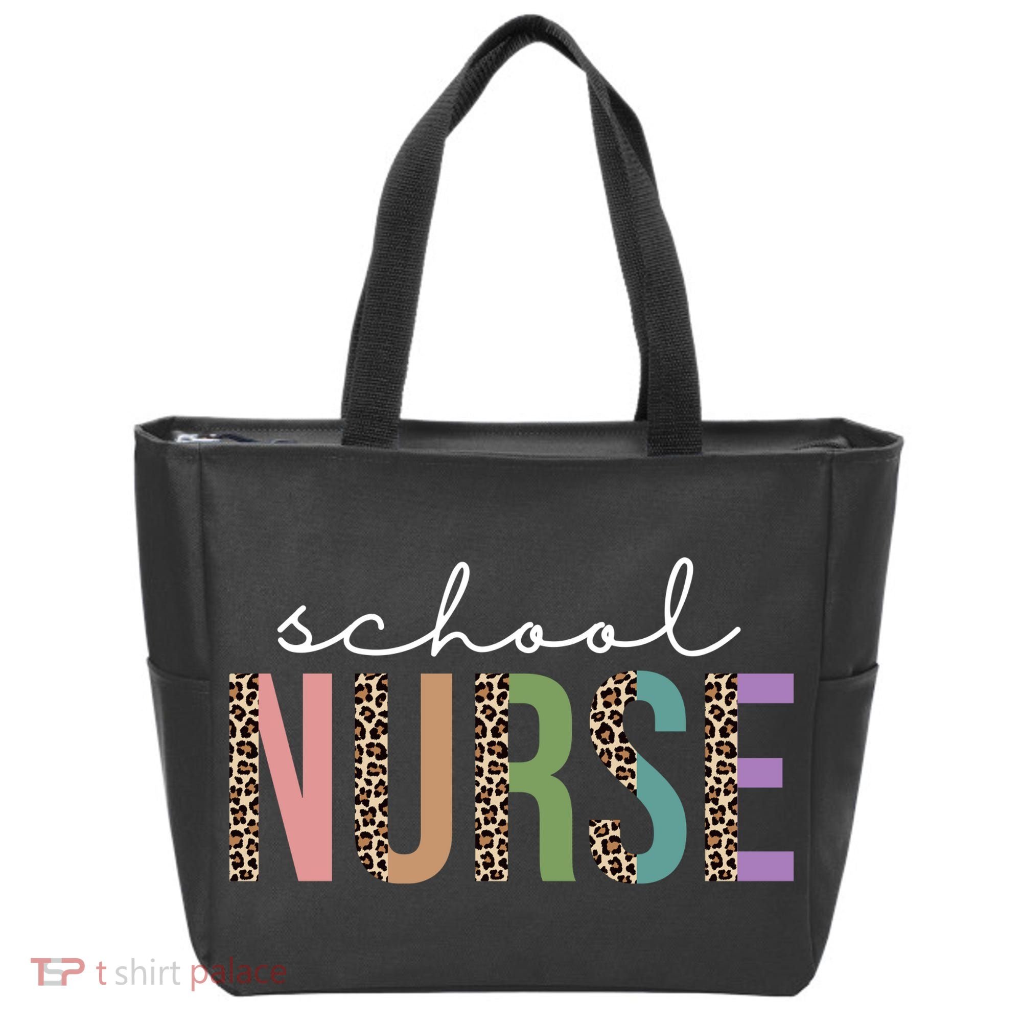 School Nurse Fancy Leopard Logo Tote Bag