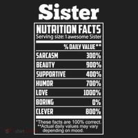 Sister Nutrition Facts Funny Mothers Day Gift Beanie thumb 2
