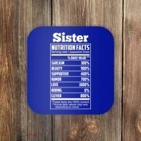 Sister Nutrition Facts Funny Mothers Day Gift Coaster thumb 0