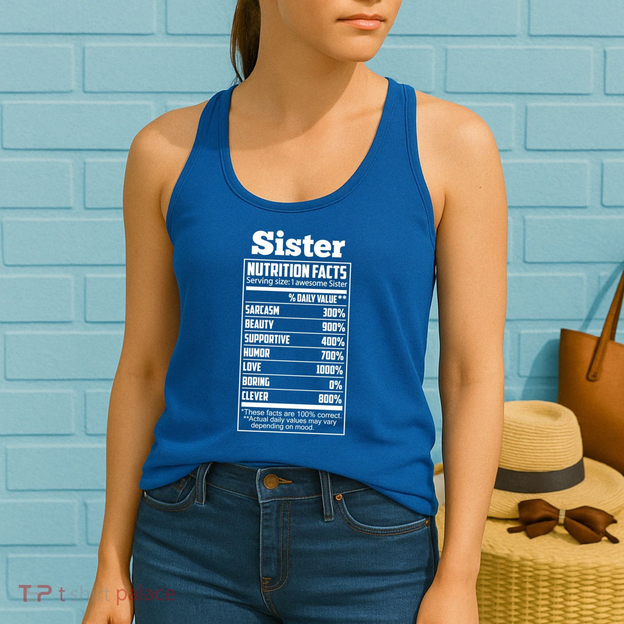 Sister Nutrition Facts Funny Mothers Day Gift Women's Tank Top