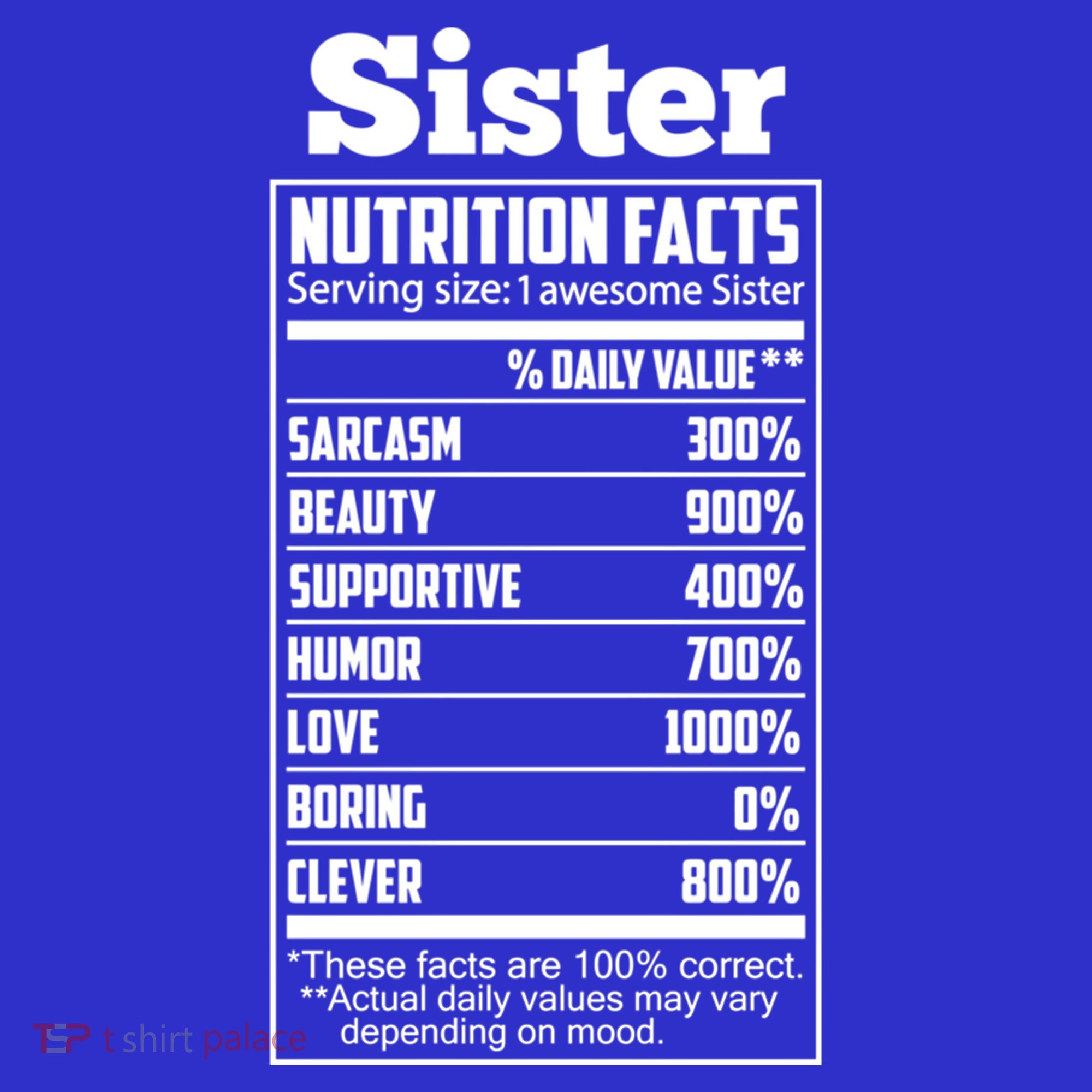 Sister Nutrition Facts Funny Mothers Day Gift Women's Tank Top