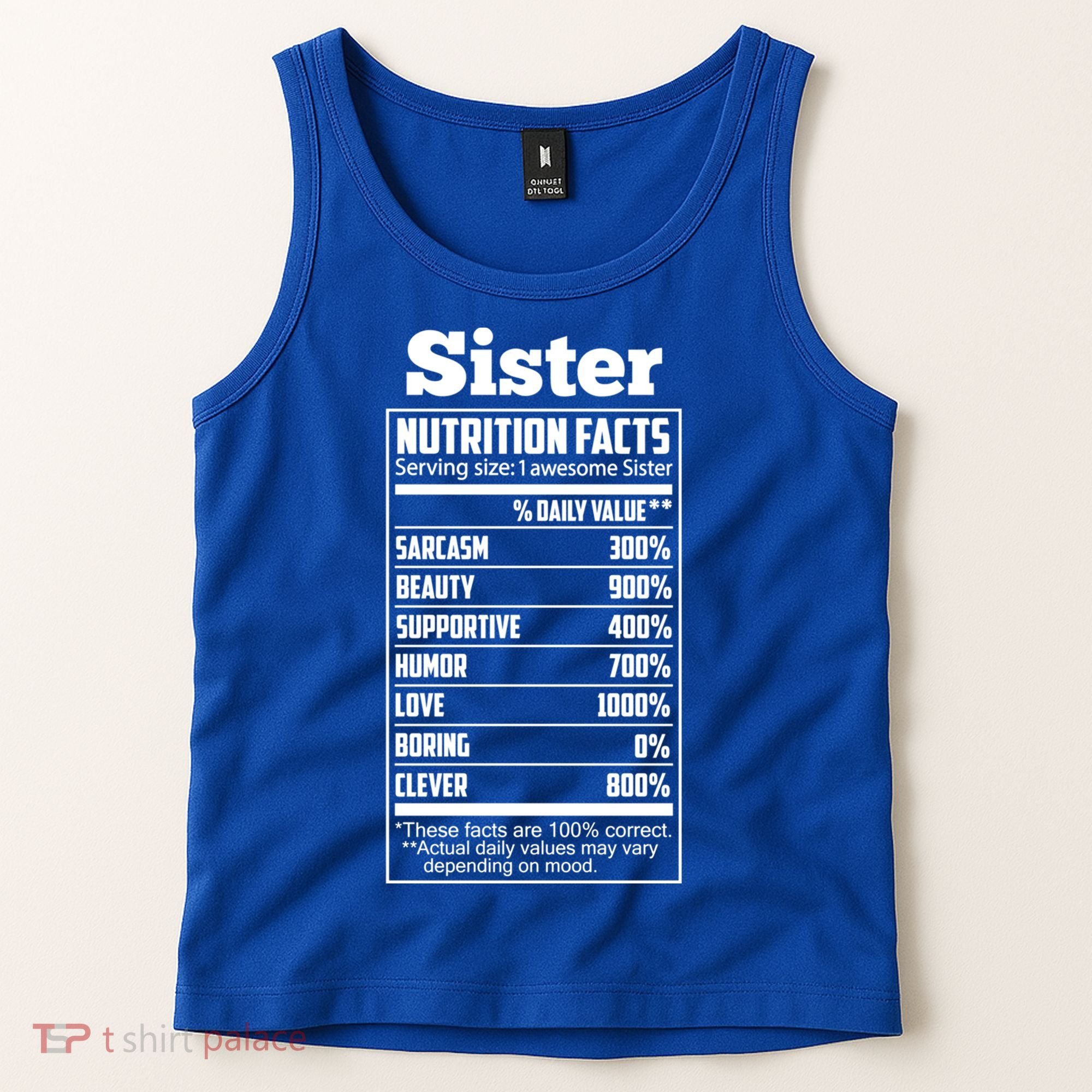 Sister Nutrition Facts Funny Mothers Day Gift Tank Top