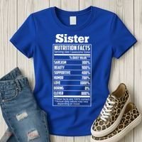 Sister Nutrition Facts Funny Mothers Day Gift Women's T-Shirt thumb 3