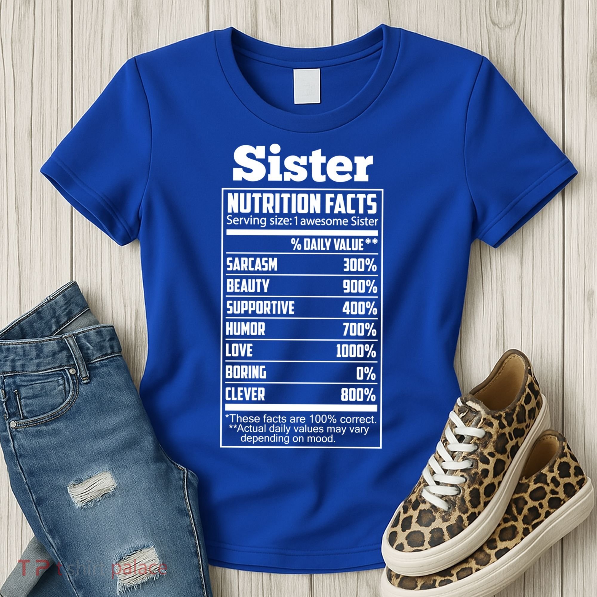 Sister Nutrition Facts Funny Mothers Day Gift Women's T-Shirt