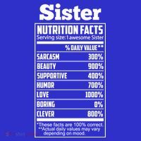 Sister Nutrition Facts Funny Mothers Day Gift Women's T-Shirt thumb 6