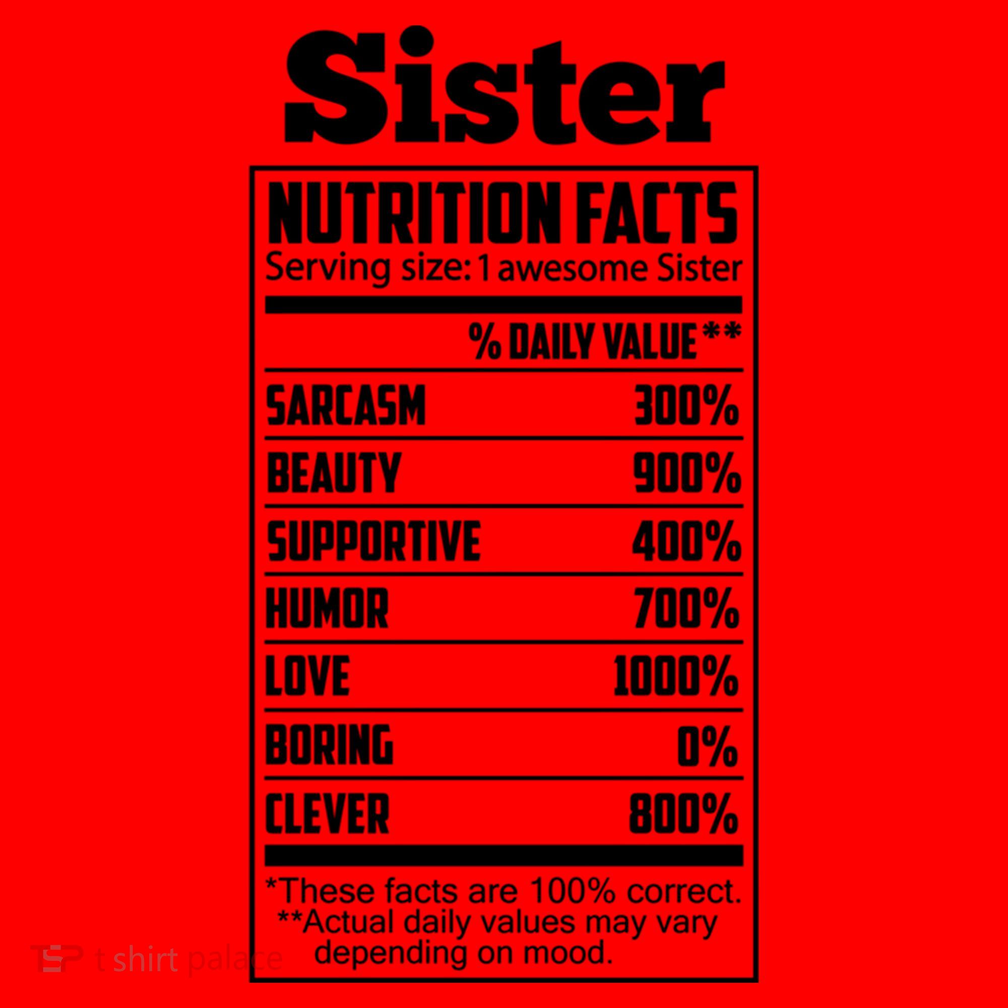 Sister Nutrition Facts Funny Mothers Day Gift Santa Hat