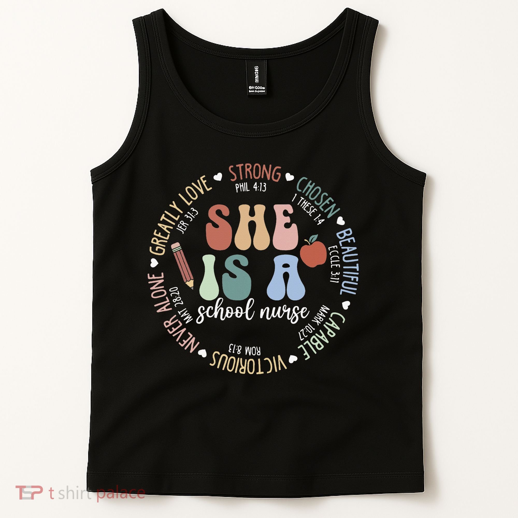 School Nurse God Says Bible Verse Christian Back To School Tank Top