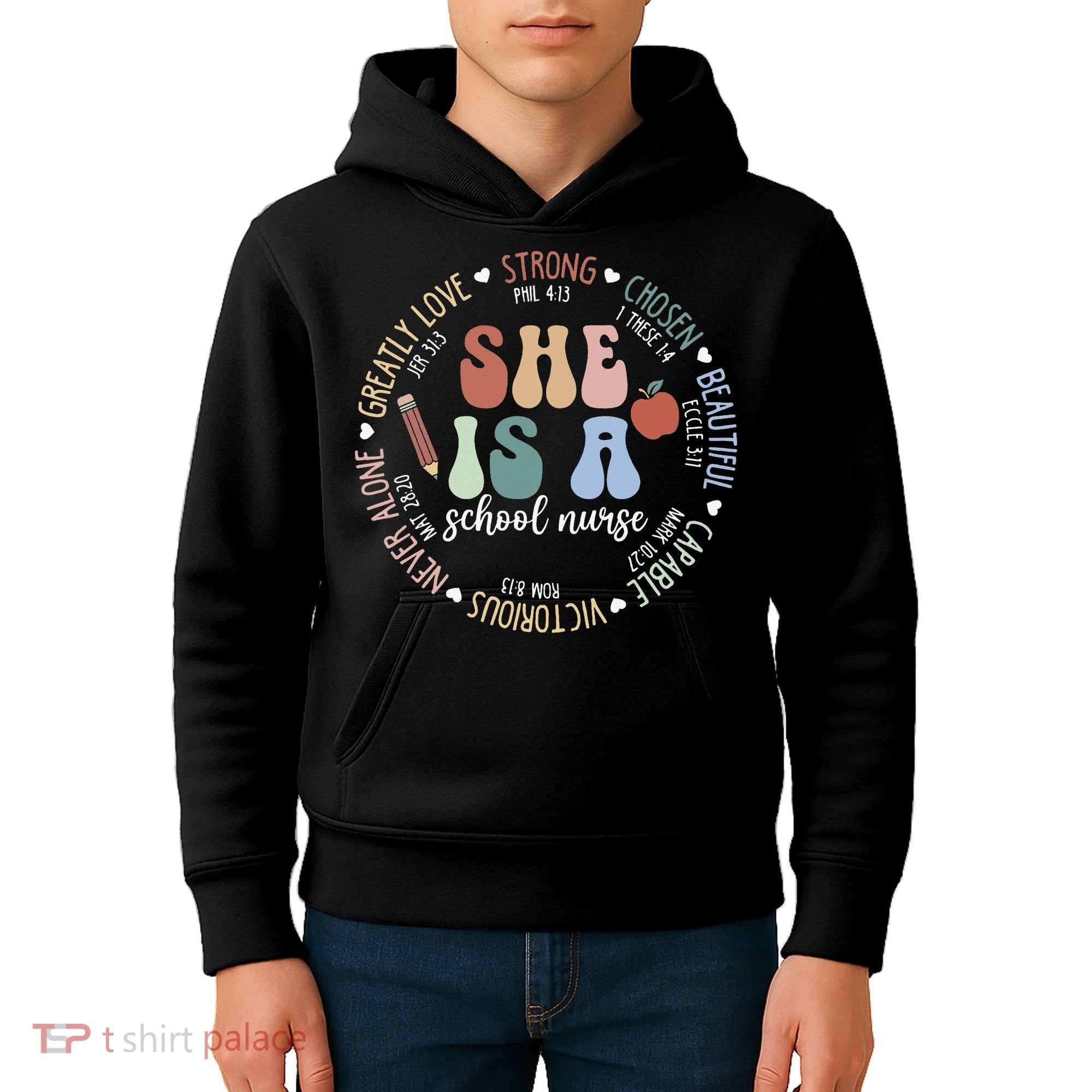 School Nurse God Says Bible Verse Christian Back To School Kids Hoodie