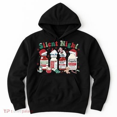 Retro Silent Night ICU Nurse Christmas Intensive Care Unit 1 Hoodie