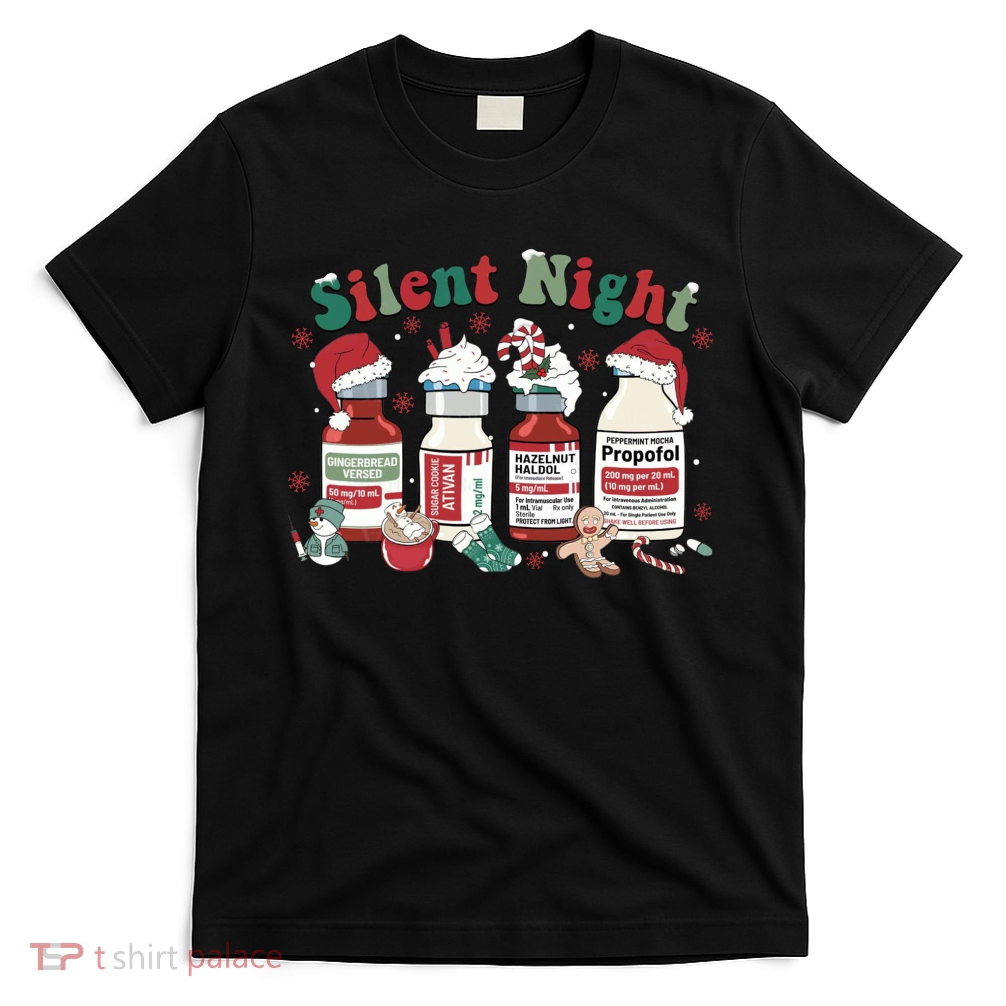 Retro Silent Night ICU Nurse Christmas Intensive Care Unit 1 T-Shirt
