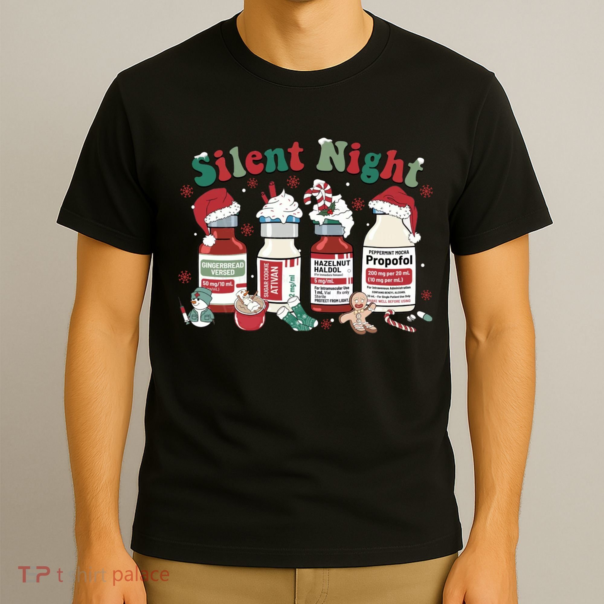 Retro Silent Night ICU Nurse Christmas Intensive Care Unit 1 T-Shirt