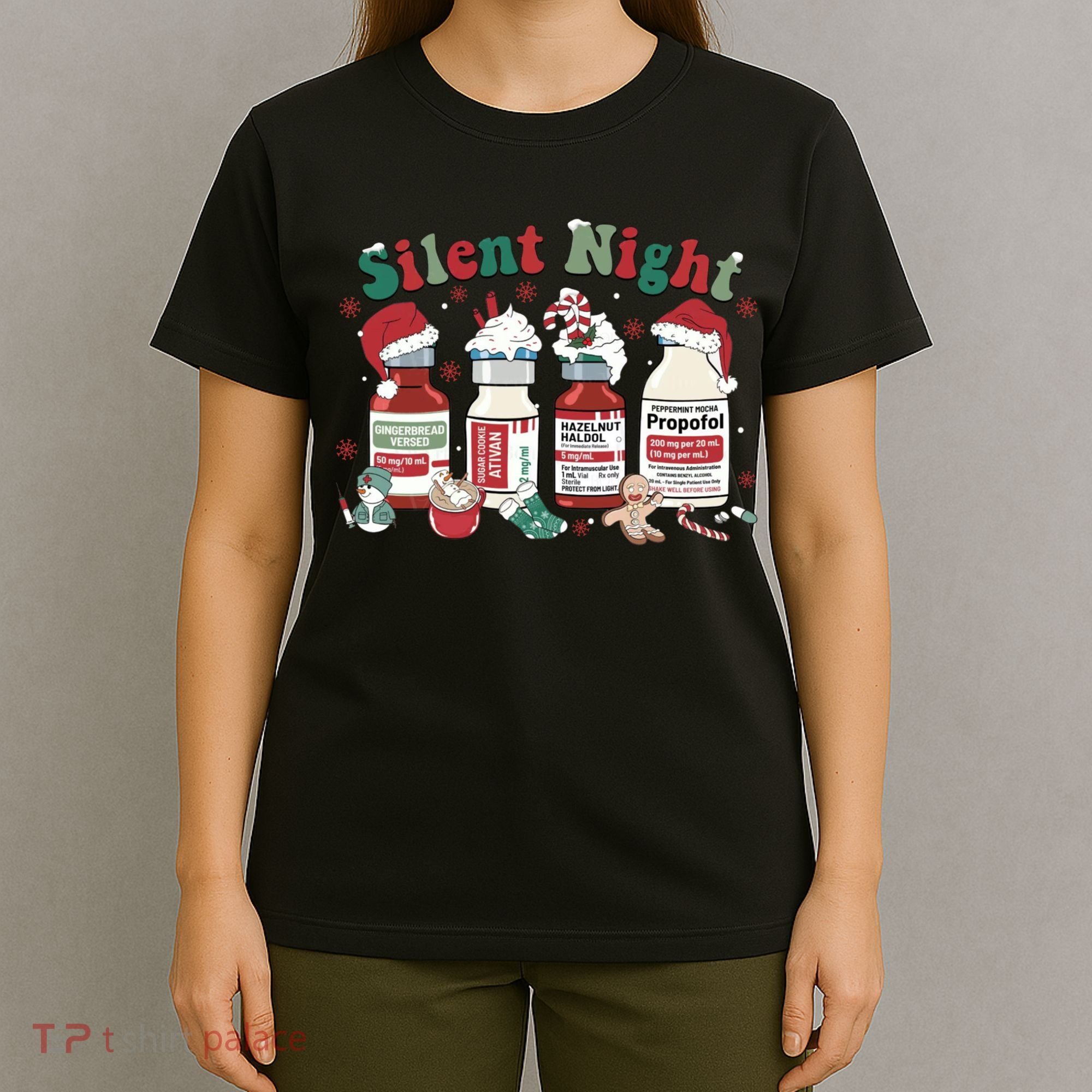 Retro Silent Night ICU Nurse Christmas Intensive Care Unit 1 T-Shirt