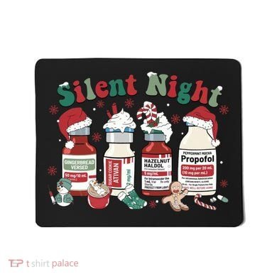 Retro Silent Night ICU Nurse Christmas Intensive Care Unit 1 Mousepad