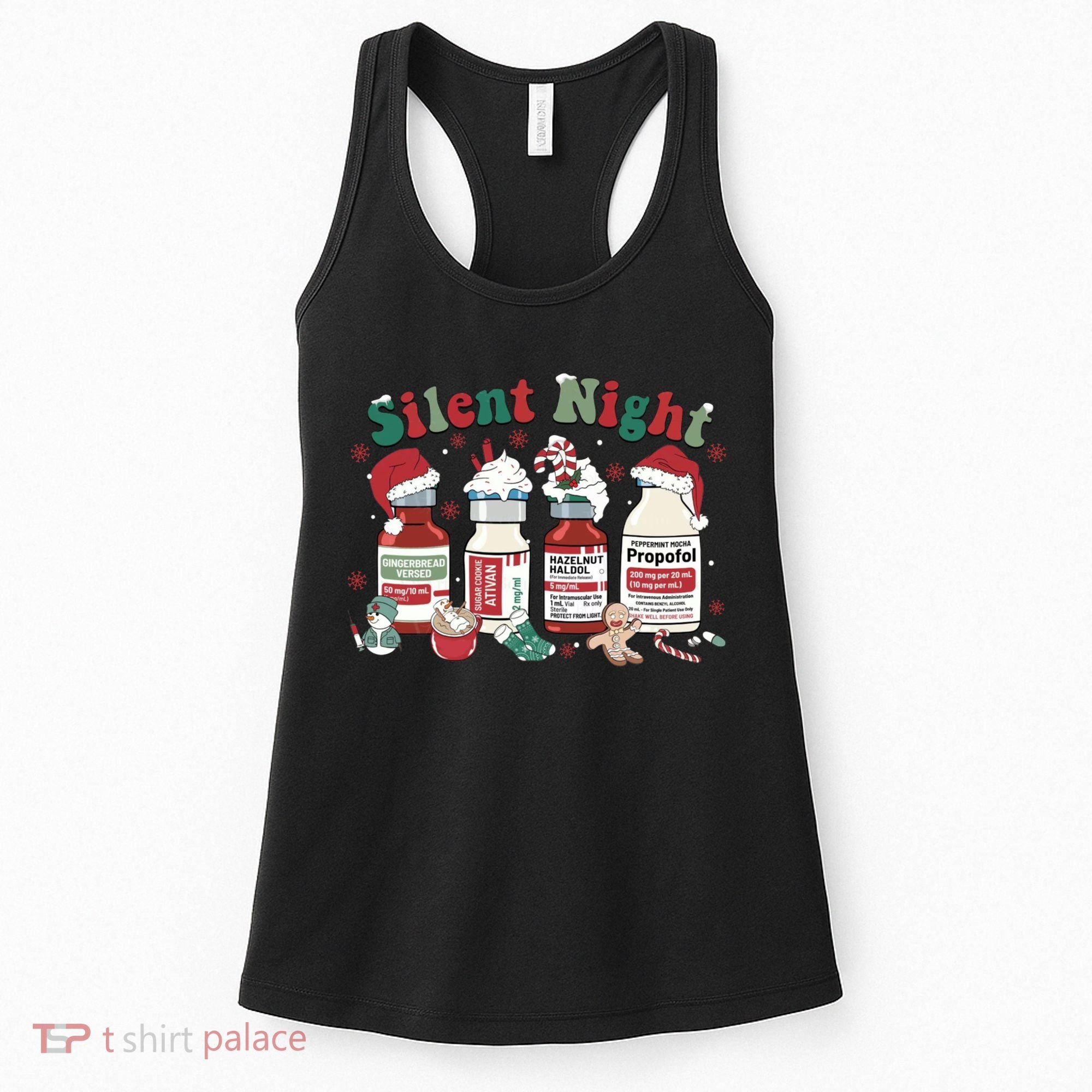 Retro Silent Night ICU Nurse Christmas Intensive Care Unit 1 Women's Tank Top
