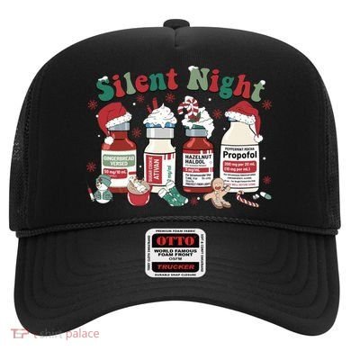Retro Silent Night ICU Nurse Christmas Intensive Care Unit 1 Hat