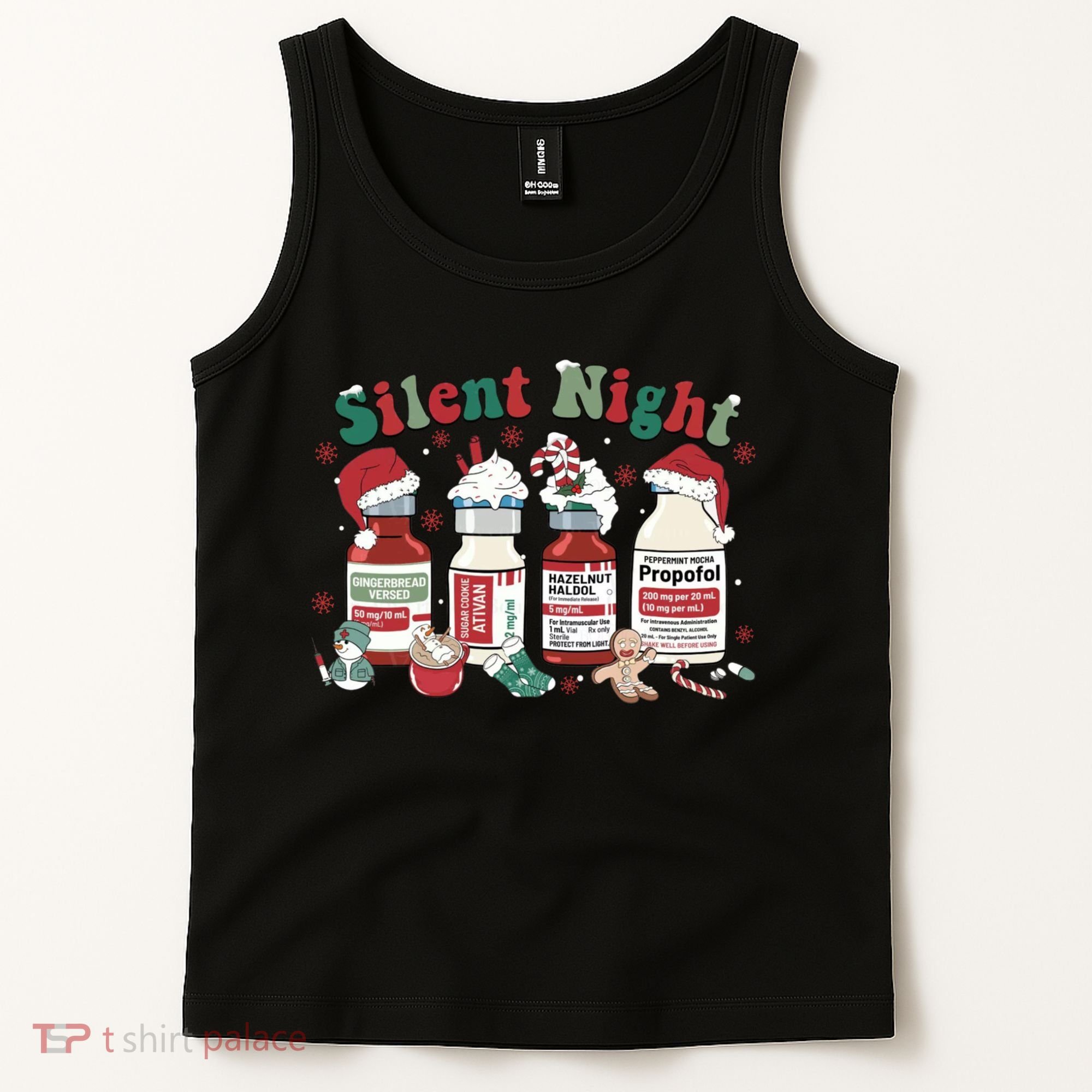 Retro Silent Night ICU Nurse Christmas Intensive Care Unit 1 Tank Top