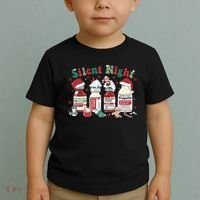 Retro Silent Night ICU Nurse Christmas Intensive Care Unit 1 Toddler T-Shirt thumb 2