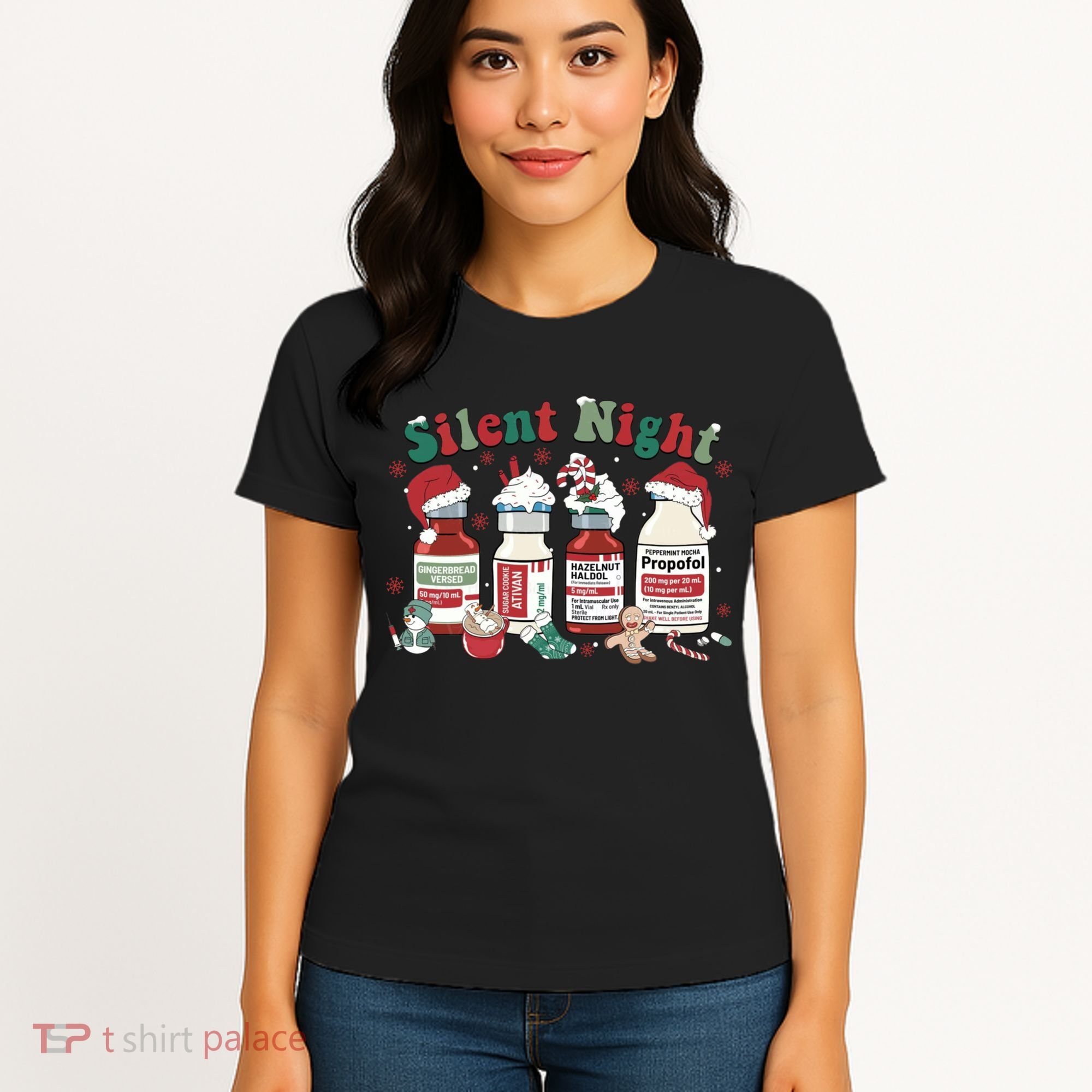 Retro Silent Night ICU Nurse Christmas Intensive Care Unit 1 Women's T-Shirt