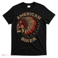 Skull Native Indian Vintage American Motorcycle T-Shirt thumb 0