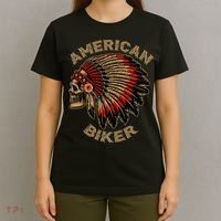 Skull Native Indian Vintage American Motorcycle T-Shirt thumb 4