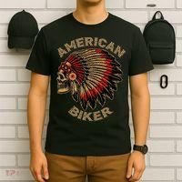 Skull Native Indian Vintage American Motorcycle T-Shirt thumb 6