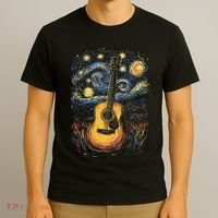 Starry Night Inspired Acoustic Guitar T-Shirt thumb 3