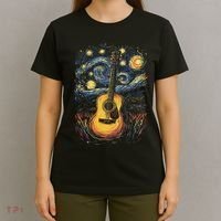 Starry Night Inspired Acoustic Guitar T-Shirt thumb 4