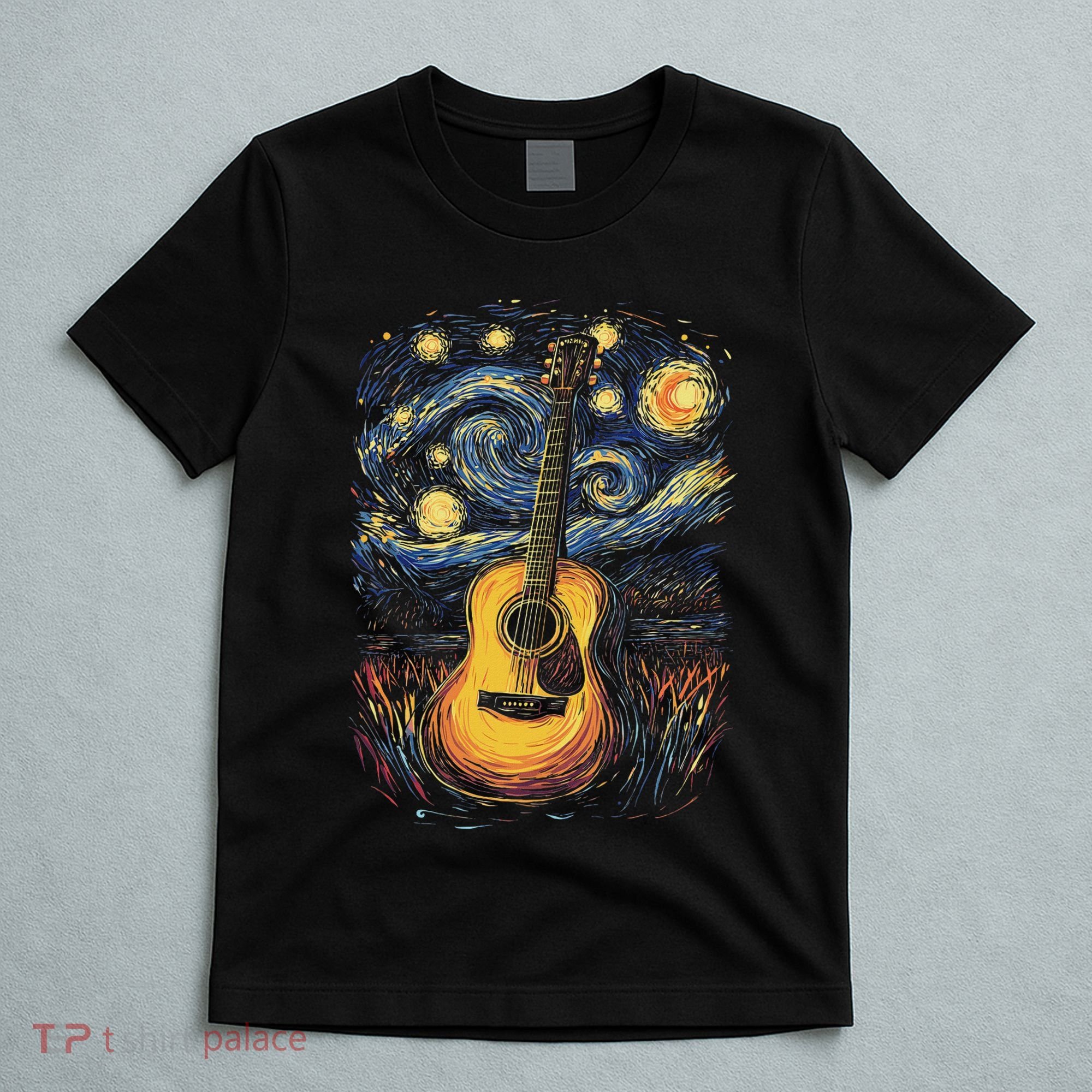 Starry Night Inspired Acoustic Guitar T-Shirt