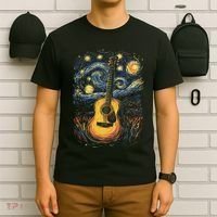 Starry Night Inspired Acoustic Guitar T-Shirt thumb 6