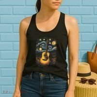Starry Night Inspired Acoustic Guitar Women's Tank Top thumb 2