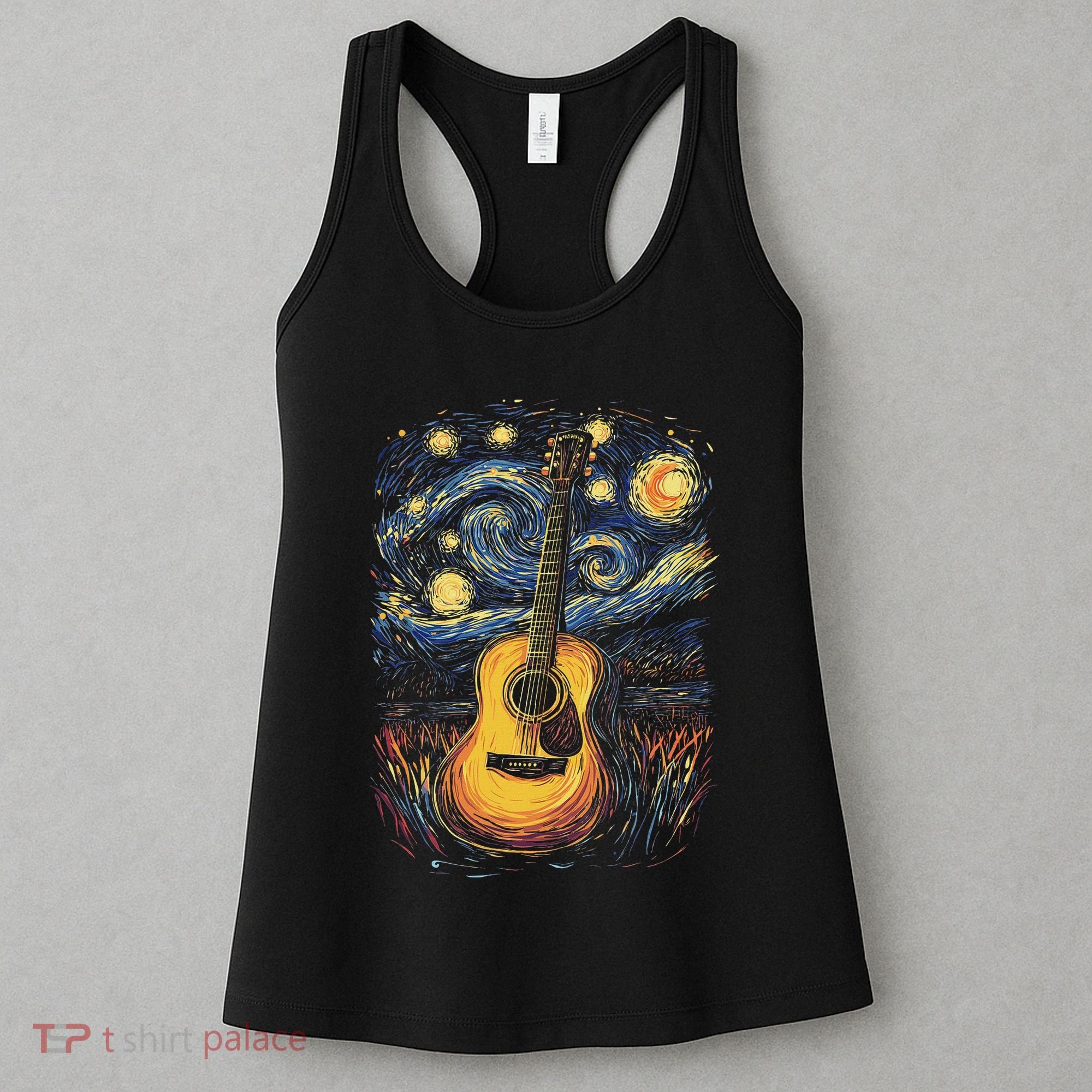 Starry Night Inspired Acoustic Guitar Women's Tank Top