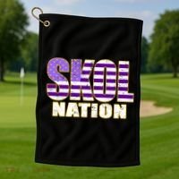 Skol Nation Meaningful Gift Meaningful Gift Purple White Gold Golf Towel thumb 1