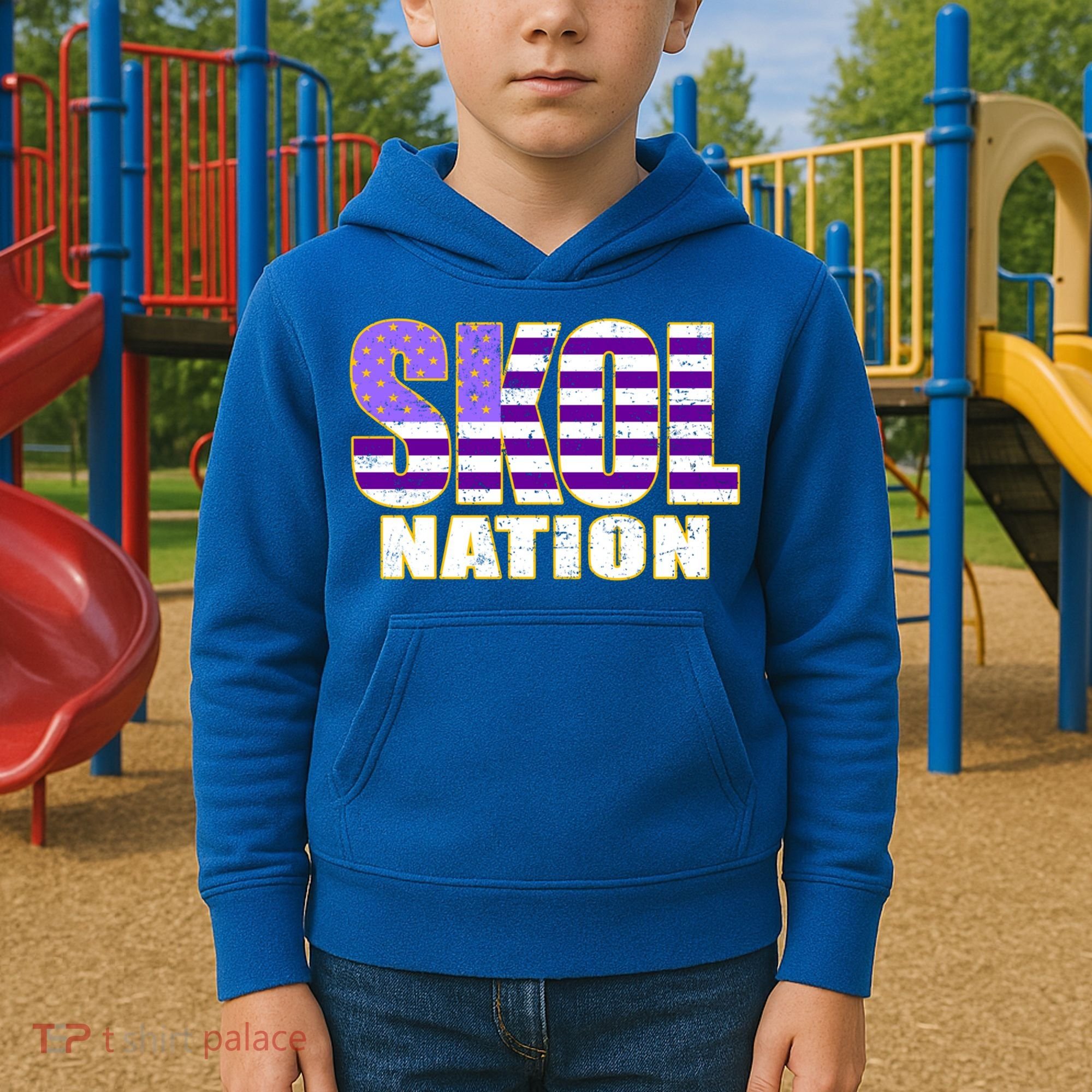 Skol Nation Meaningful Gift Meaningful Gift Purple White Gold Kids Hoodie