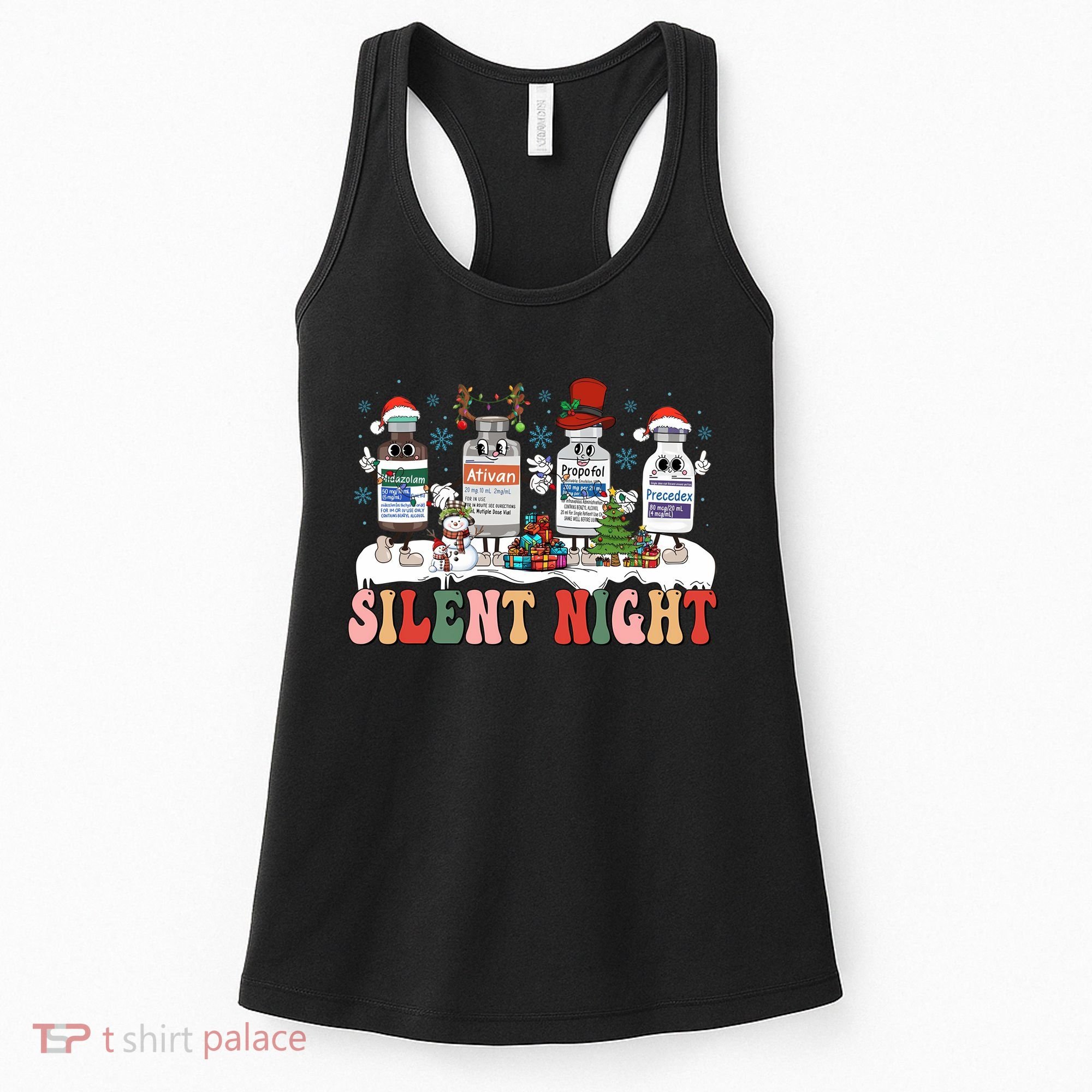 Silent Night Medical Nurse Christmas School Nurse Holiday Sweatshirt Women's Tank Top