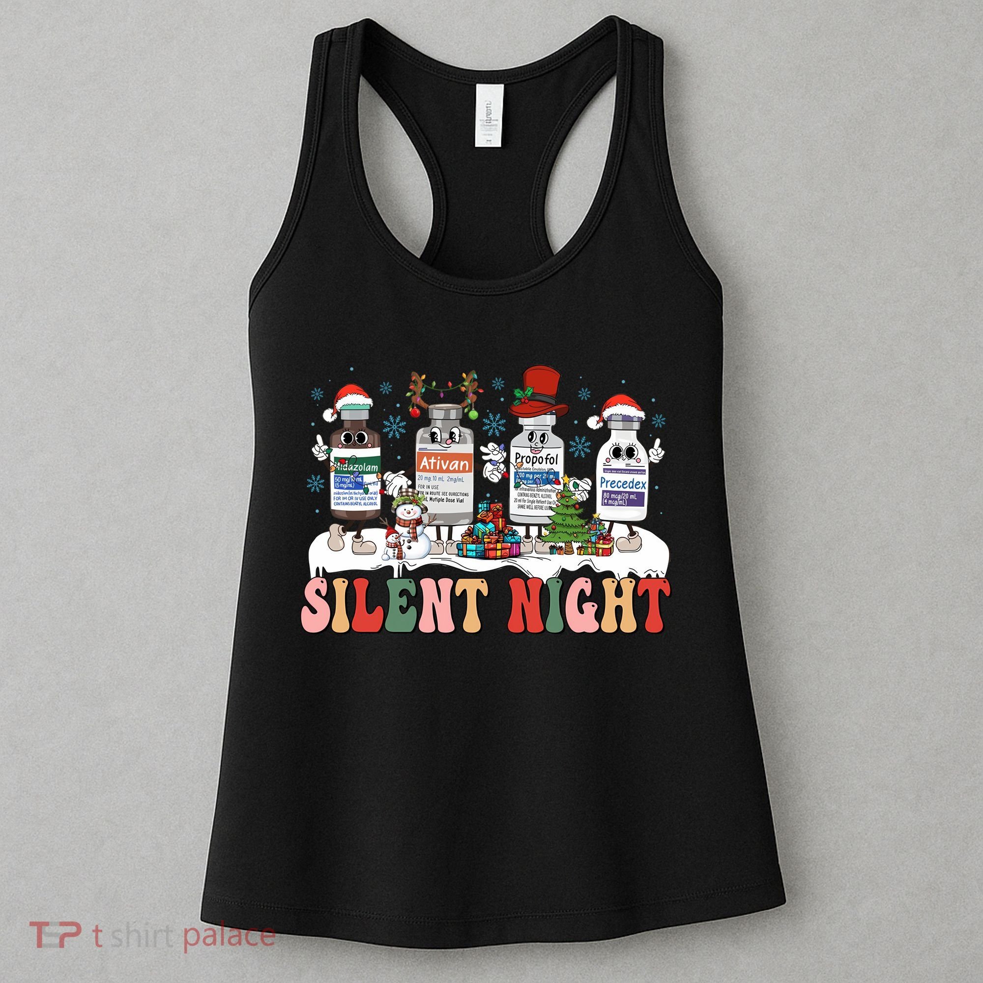 Silent Night Medical Nurse Christmas School Nurse Holiday Sweatshirt Women's Tank Top