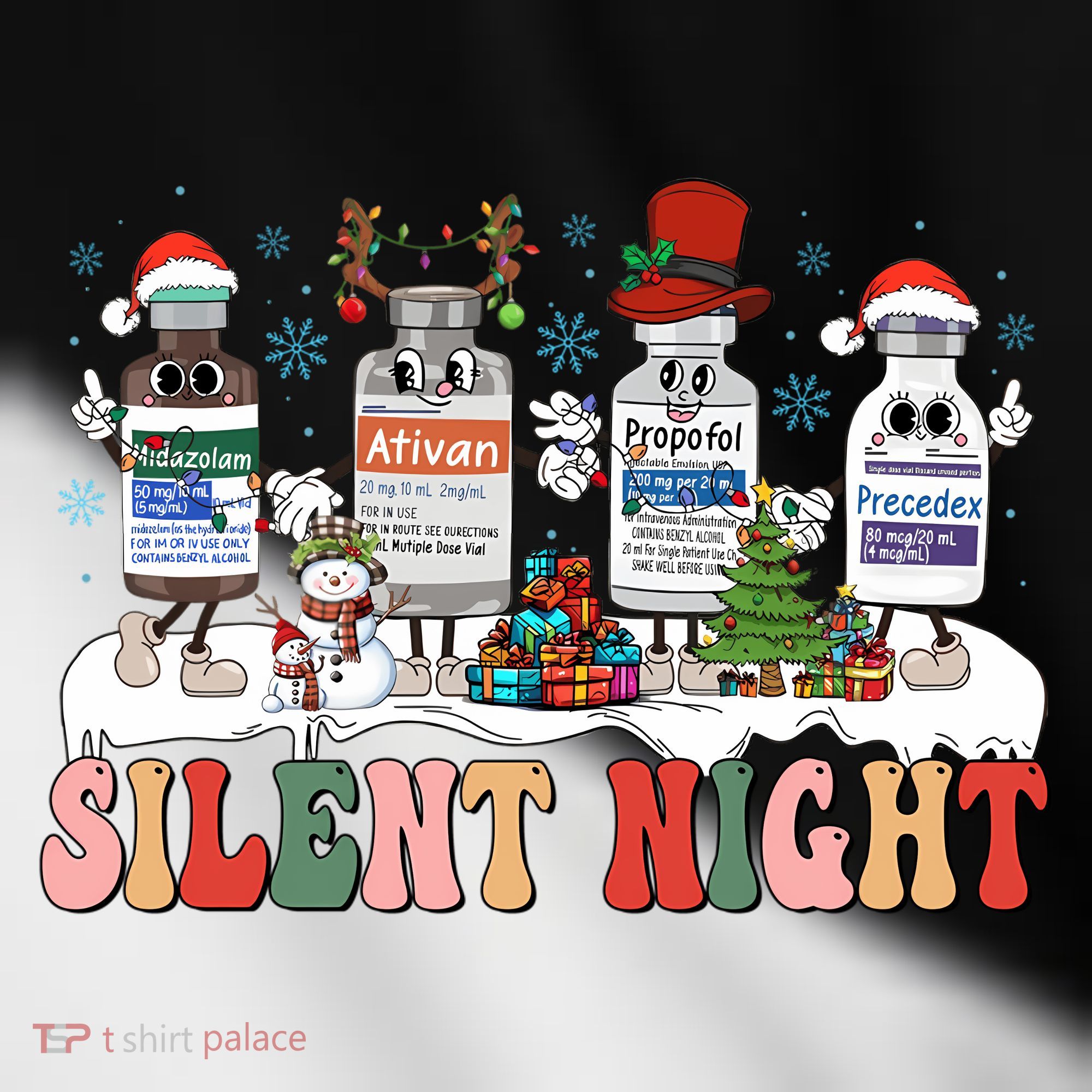 Silent Night Medical Nurse Christmas School Nurse Holiday Sweatshirt Toddler Fine Jersey T-Shirt