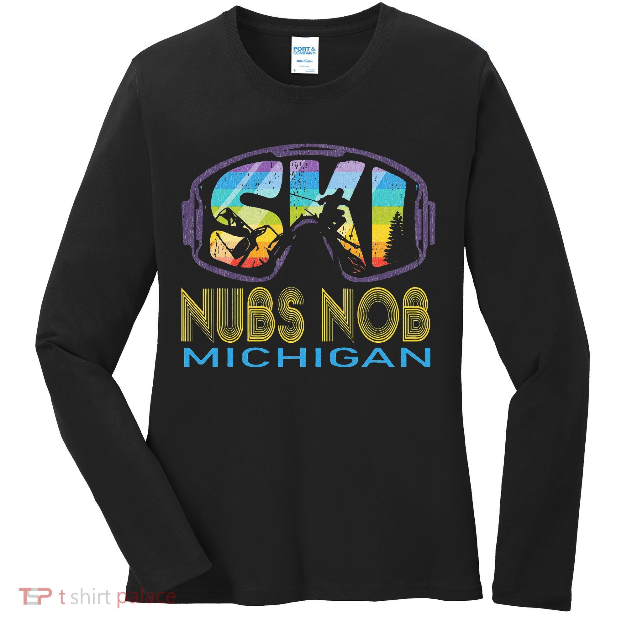 Ski Nubs Nob Michigan Skiing Vacation Women's Long Sleeve Shirt