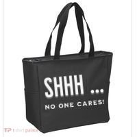 Shhh No One Cares Graphic Novelty Sarcastic Funny Tote Bag thumb 2