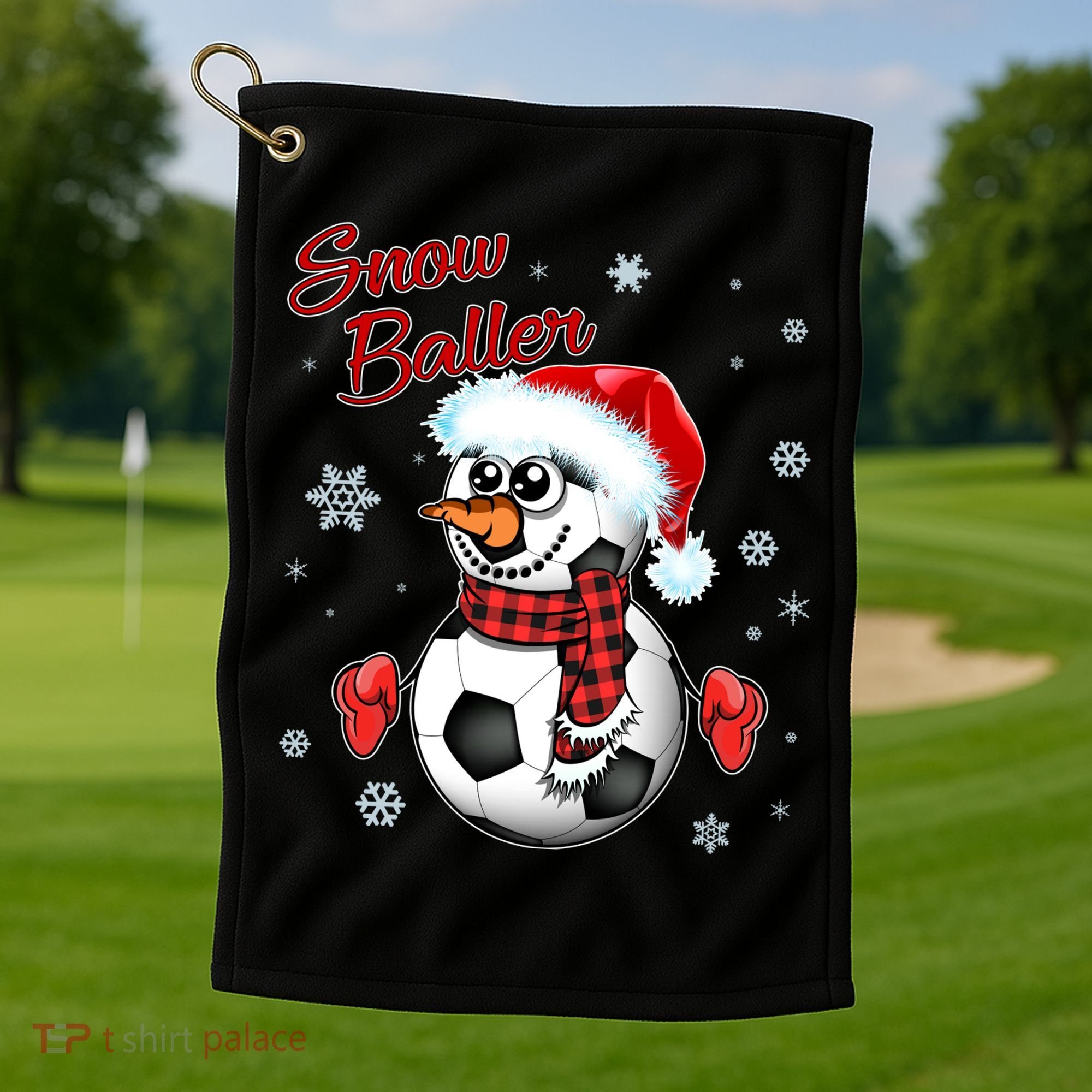 Snow Baller Soccer Chritsmas  Golf Towel