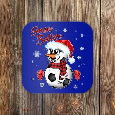 Snow Baller Soccer Chritsmas  Coaster