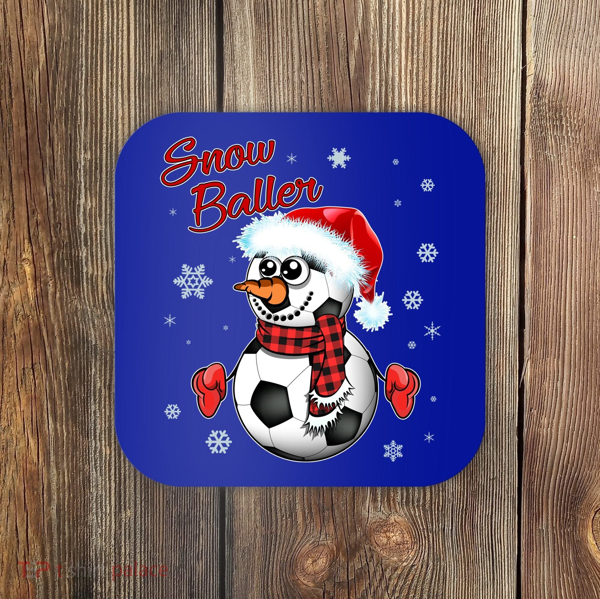 Snow Baller Soccer Chritsmas  Coaster