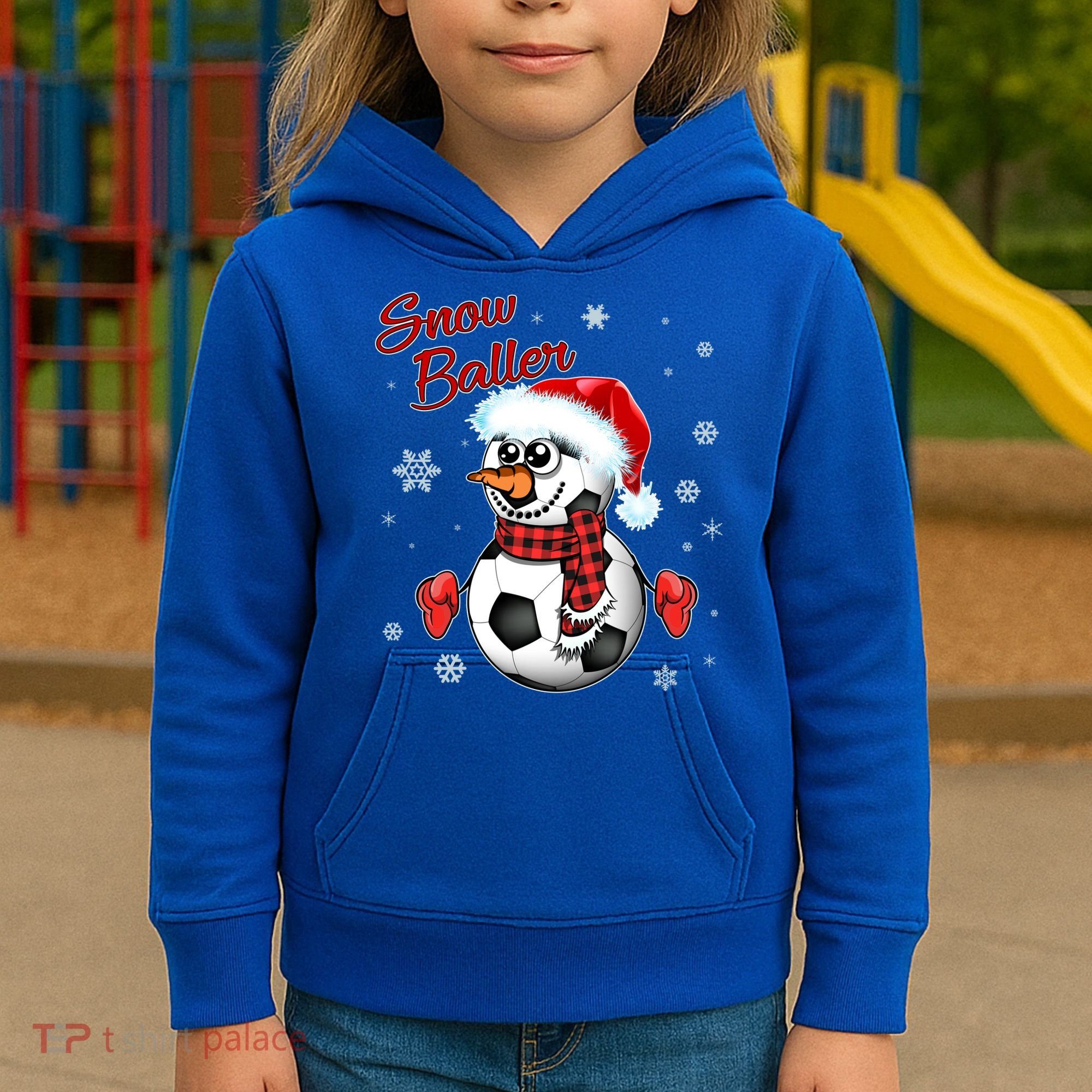 Snow Baller Soccer Chritsmas  Kids Hoodie