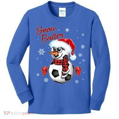 Snow Baller Soccer Chritsmas  Kids Long Sleeve Shirt