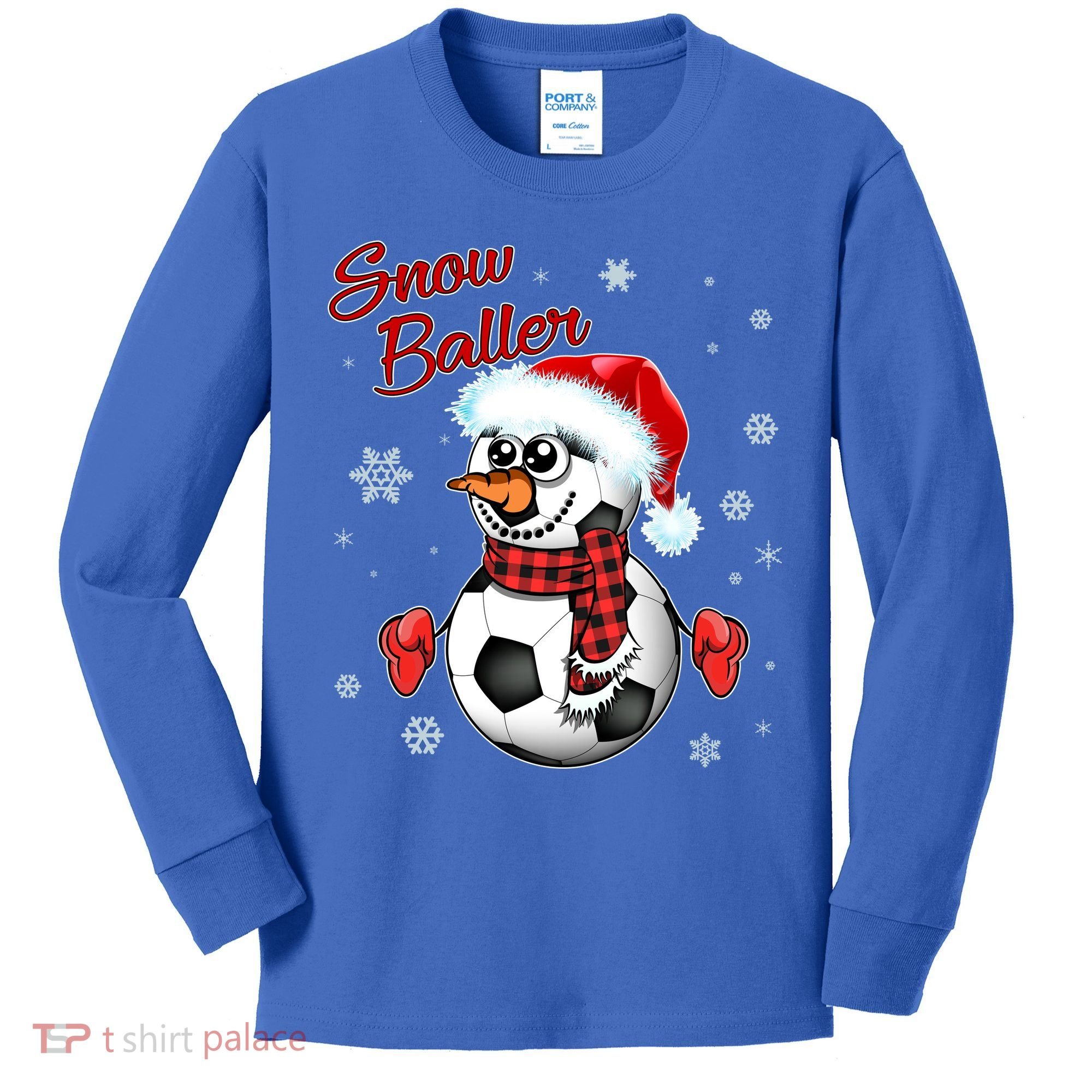 Snow Baller Soccer Chritsmas  Kids Long Sleeve Shirt