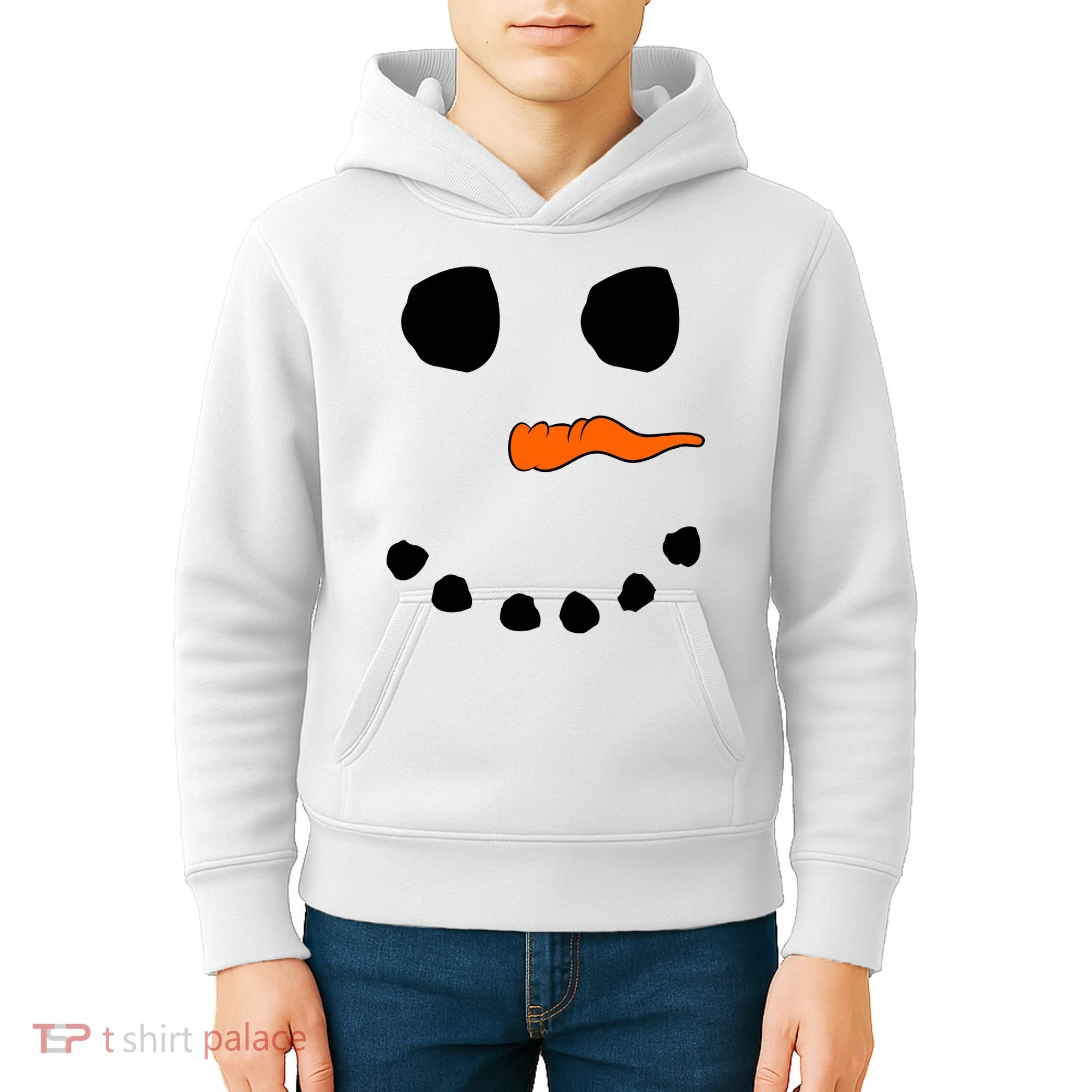 Snowman Big Face Kids Hoodie