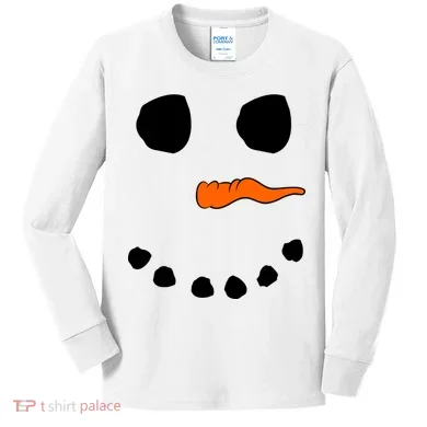 Snowman Big Face Kids Long Sleeve Shirt