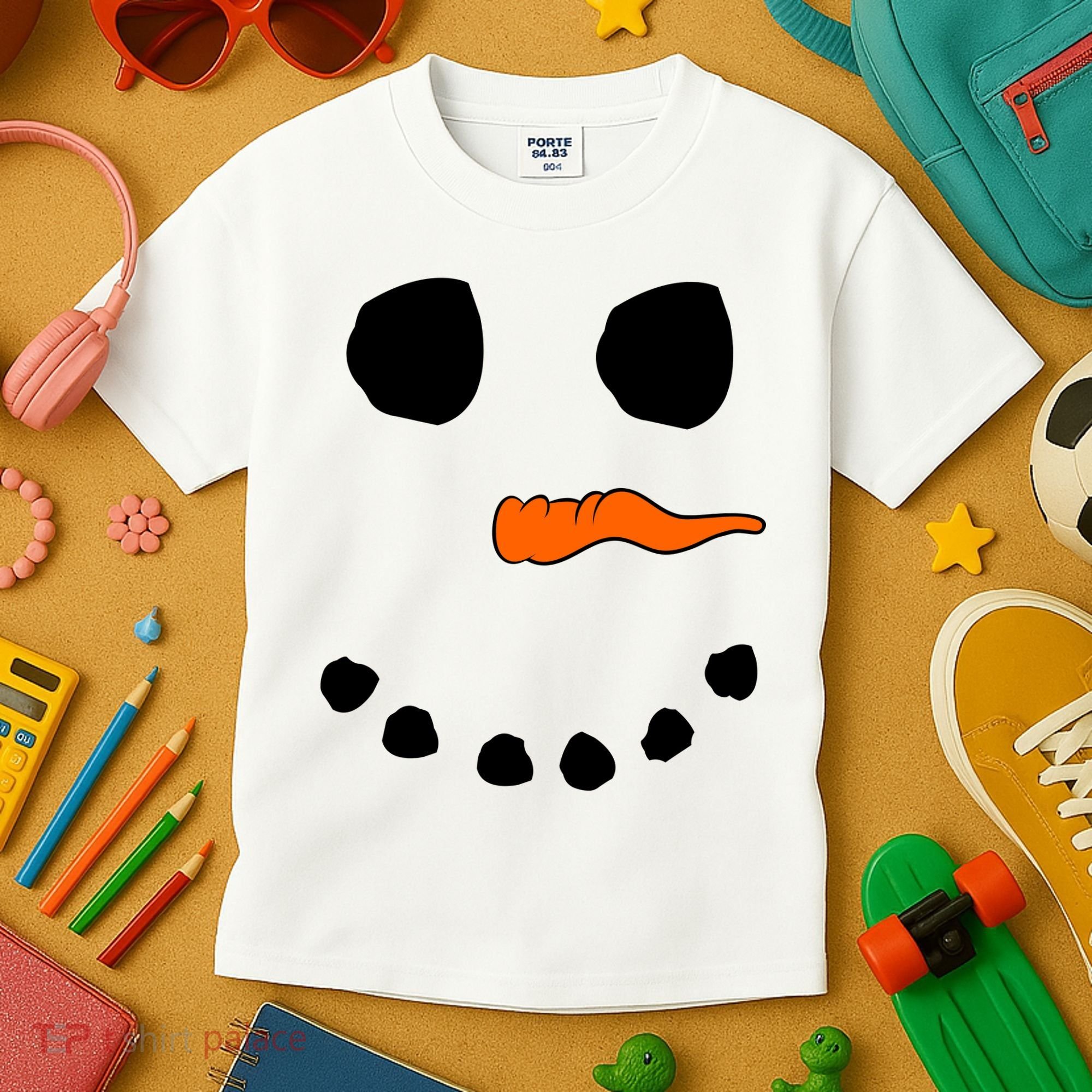 Snowman Big Face Kids T-Shirt