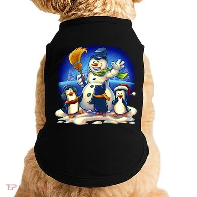 Snowman With Penguins Having Fun Doggie Tank